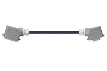 Han 6B Tülle (Stift) auf Han 6B Tülle (Buchse), Längsbügel, beidseitig gewinkelt, PUR 10 x d