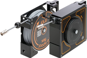 Kabelaufroller e-spool flex ohne Schleifring | mit Gehäuse | Auszugslänge 5 - 15 m